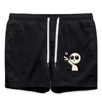 Mignon dessin animé homme avec coeur - Short de bain - noir - Devant - AI Model Male 185 light (185cm)