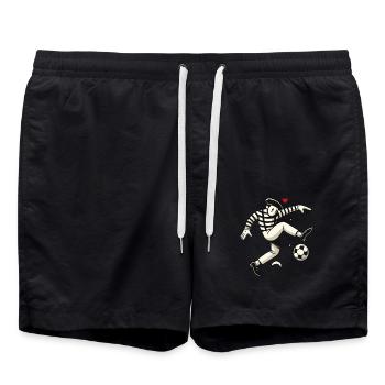 French mime playing football with heart - Swim Trunks - black - Front - AI Model Male 185 light (185cm)