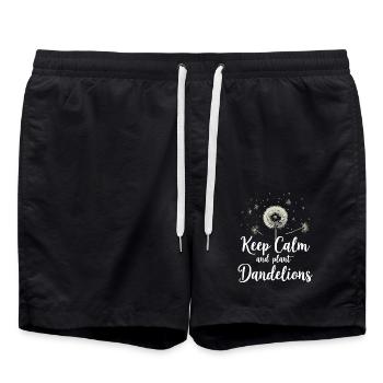 Löwenzahn Pusteblumen Liebhaber Blumen Floral - Badeshorts - Schwarz - Vorne - AI Model Male 185 light (185cm)
