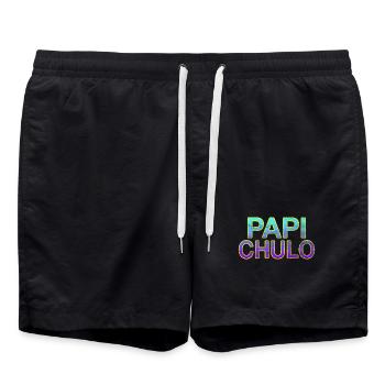 Papi Chulo - Stylish lettering - Swim Trunks - black - Front - AI Model Male 185 light (185cm)