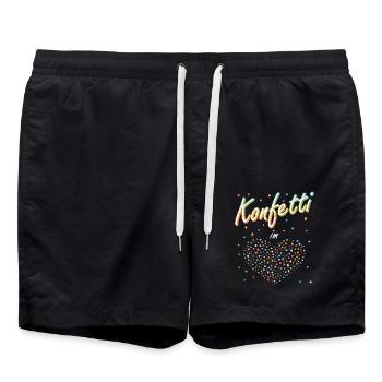 Konfetti Fasching Karneval Spaß Design - Badeshorts - Schwarz - Vorne - AI Model Male 185 light (185cm)