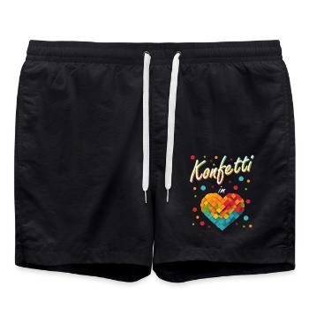 confettis carnaval carnaval design amusant - Short de bain - noir - Devant - AI Model Male 185 light (185cm)