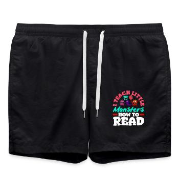 Elementary School Teacher I teach little monsters - Swim Trunks - black - Front - AI Model Male 185 light (185cm)