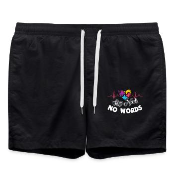 Autism Awareness Heartbeat Love Needs No Words - Swim Trunks - black - Front - AI Model Male 185 light (185cm)