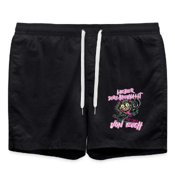 Verrückte Katze Lieber durchgeknallt als einer von - Badeshorts - Schwarz - Vorne - AI Model Male 185 light (185cm)