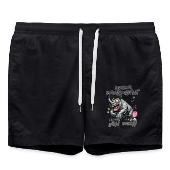 Rhino Better crazy than one of you - Swim Trunks - black - Front - AI Model Male 185 light (185cm)