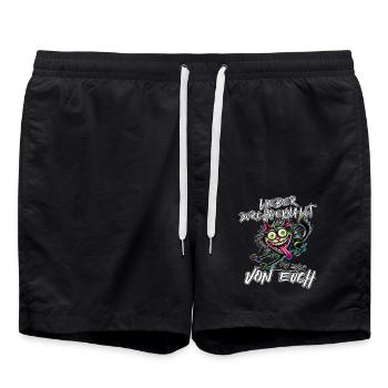 Verrückte Katze Lieber durchgeknallt als einer von - Badeshorts - Schwarz - Vorne - AI Model Male 185 light (185cm)