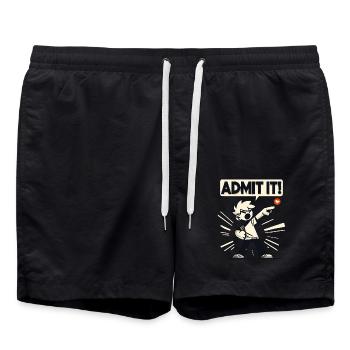 Admit it! Cheeky announcement from the retro boy - Swim Trunks - black - Front - AI Model Male 185 light (185cm)