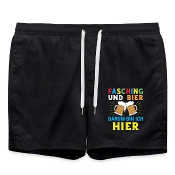 Fasching und Bier darum bin ich hier - Badeshorts - Schwarz - Vorne - AI Model Male 185 light (185cm)