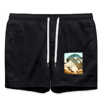 Kitesurfen Kitesurfer Kiteboard - Badeshorts - Schwarz - Vorne - AI Model Male 185 light (185cm)