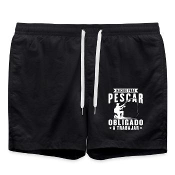 Geboren zum Fischen Fischer Angeln - Badeshorts - Schwarz - Vorne - AI Model Male 185 light (185cm)