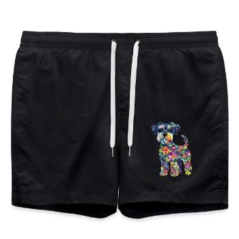 Zwergschnauzer - Badeshorts - Schwarz - Vorne - AI Model Male 185 light (185cm)