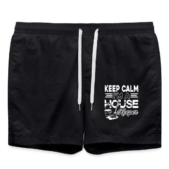 Housekeeper Keep Calm I am A Housekeeper - Swim Trunks - black - Front - AI Model Male 185 light (185cm)