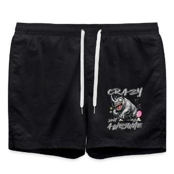 Crazy but Awesome Nashorn Comic Stil - Badeshorts - Schwarz - Vorne - AI Model Male 185 light (185cm)