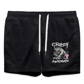 Crazy but Awesome Nashorn Comic Stil - Badeshorts - Schwarz - Vorne - AI Model Male 185 light (185cm)
