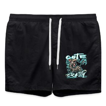 Cute but Crazy Zebra Comic Style Funny Motif - Swim Trunks - black - Front - AI Model Male 185 light (185cm)