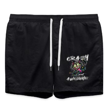 Style de bande dessinée de chat fou mais génial - Short de bain - noir - Devant - AI Model Male 185 light (185cm)