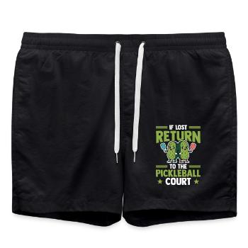 Pickleball Lustig Kawaii Gurken Paddleball Design - Badeshorts - Schwarz - Vorne - AI Model Male 185 light (185cm)