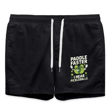Paddle Faster I Hear Pickleballs Gurken Geschenk - Badeshorts - Schwarz - Vorne - AI Model Male 185 light (185cm)