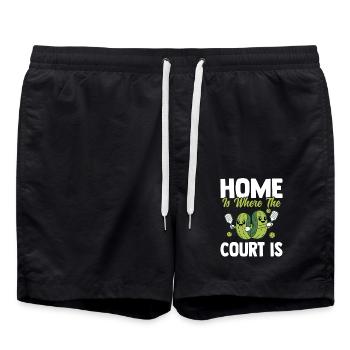 Pickleball Graphic Mit Gurken Und Schläger - Badeshorts - Schwarz - Vorne - AI Model Male 185 light (185cm)