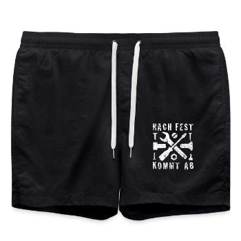 Nach fest kommt ab - Mechaniker Handwerker Spruch - Badeshorts - Schwarz - Vorne - AI Model Male 185 light (185cm)