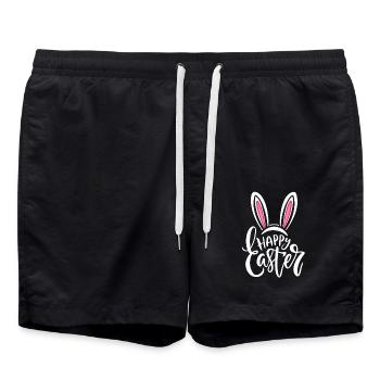 Joyeuses Pâques - Lapin de Pâques - Oeuf de Pâques - Cadeau - Short de bain - noir - Devant - AI Model Male 185 light (185cm)