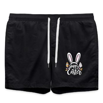 Joyeuses Pâques - Lapin de Pâques - Oeuf de Pâques - Cadeau - Short de bain - noir - Devant - AI Model Male 185 light (185cm)