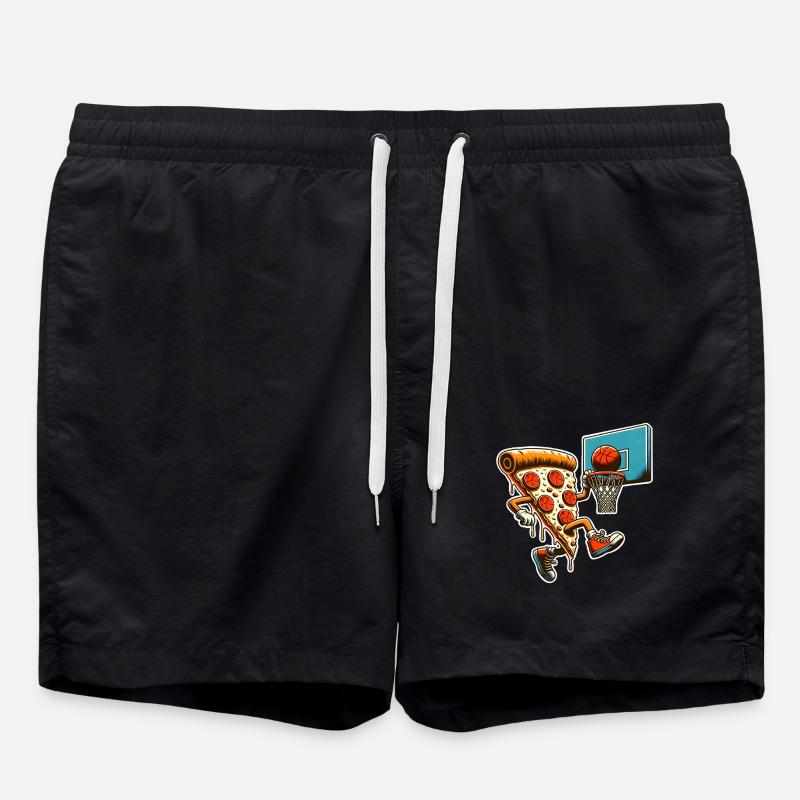 Pizza Basketball - Swim Trunks - black