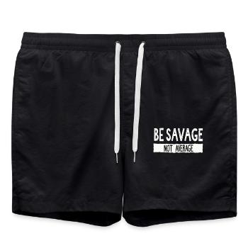 Soyez sauvage et non moyen – Dicton motivant - Short de bain - noir - Devant - AI Model Male 185 light (185cm)