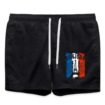 flag of France - Swim Trunks - black - Front - AI Model Male 185 light (185cm)