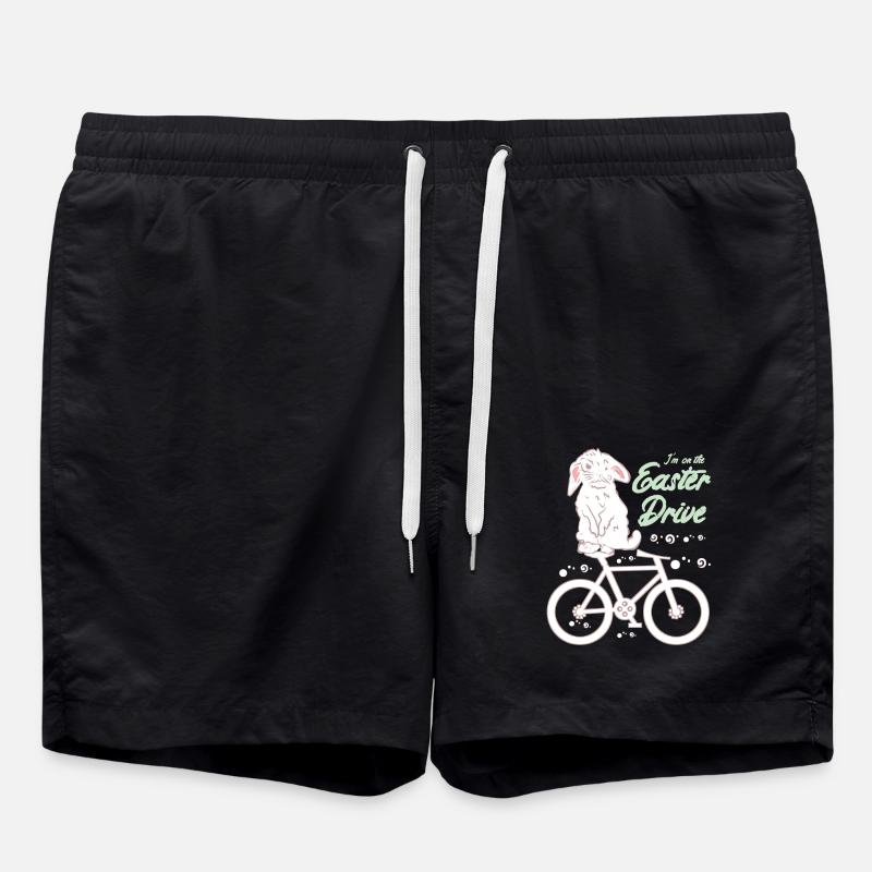 Easter bunny with bicycle - Swim Trunks - black