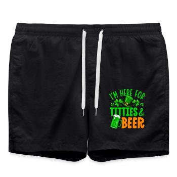 I'm here for titties & beer - Swim Trunks - black - Front - AI Model Male 185 light (185cm)