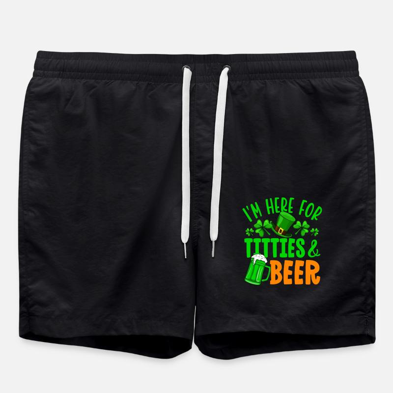 I'm here for titties & beer - Swim Trunks - black