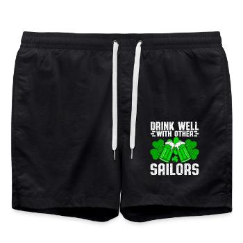 Buvez bien avec d’autres marins - Short de bain - noir - Devant - AI Model Male 185 light (185cm)