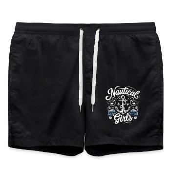 Nautical Girls | JGA Maritim & Anker-Look - Badeshorts - Schwarz - Vorne - AI Model Male 185 light (185cm)