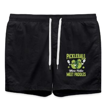 Pickleball : là où les cornichons rencontrent les pagaies - Short de bain - noir - Devant - AI Model Male 185 light (185cm)