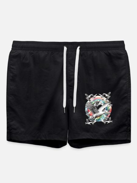 maritim Regenbogen Möwe Möwen Meer Küste Ahoi - Badeshorts - Schwarz