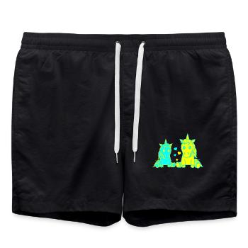 Einhorn Retro 80er 90er Pferd Einhörner Retro Kind - Badeshorts - Schwarz - Vorne - AI Model Male 185 light (185cm)