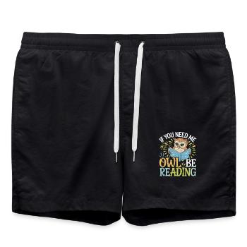 If You Need Me Owl Be Reading 12 - Badeshorts - Schwarz - Vorne - AI Model Male 185 light (185cm)