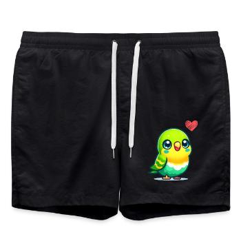 Budgie Love - Swim Trunks - black - Front - AI Model Male 185 light (185cm)
