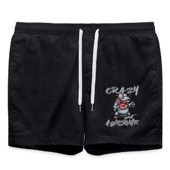 Crazy but Awesome Nilpferd Comic Stil - Badeshorts - Schwarz - Vorne - AI Model Male 185 light (185cm)