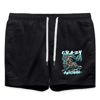 Zebra Better crazy than one of you - Swim Trunks - black - Front - AI Model Male 185 light (185cm)