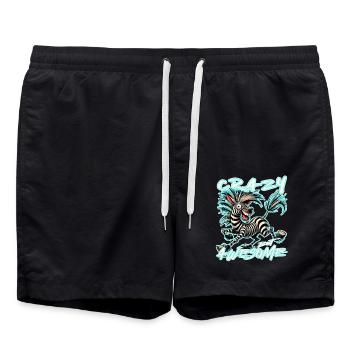 Crazy but Awesome Zebra Comic Stil - Badeshorts - Schwarz - Vorne - AI Model Male 185 light (185cm)