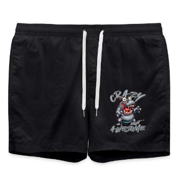 Crazy but Awesome Nilpferd Comic Stil - Badeshorts - Schwarz - Vorne - AI Model Male 185 light (185cm)