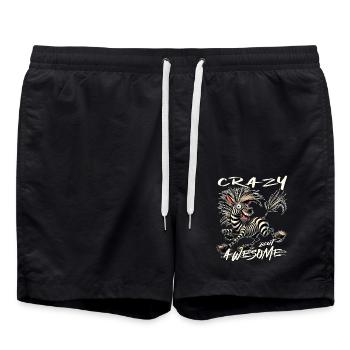 Crazy but Awesome Zebra Comic Stil - Badeshorts - Schwarz - Vorne - AI Model Male 185 light (185cm)