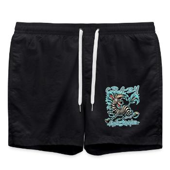 Verrücktes Zebra Lieber durchgeknallt als einer vo - Badeshorts - Schwarz - Vorne - AI Model Male 185 light (185cm)