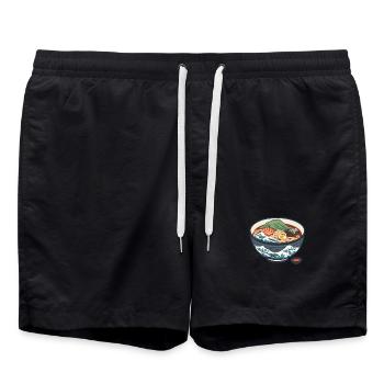 Japanisches Ramen Ukiyo-E Retro Ästhetik Nudeln - Badeshorts - Schwarz - Vorne - AI Model Male 185 light (185cm)