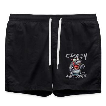 Crazy but Awesome Nilpferd Comic Stil - Badeshorts - Schwarz - Vorne - AI Model Male 185 light (185cm)