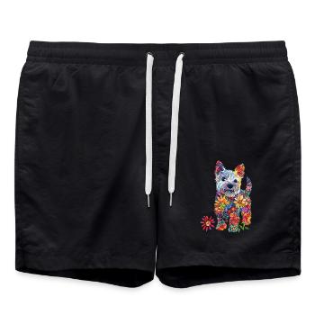 West Highland White - Badeshorts - Schwarz - Vorne - AI Model Male 185 light (185cm)