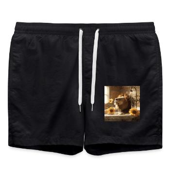 Löwe - Badeshorts - Schwarz - Vorne - AI Model Male 185 light (185cm)
